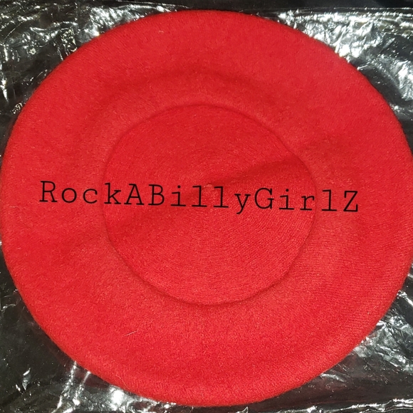 Tatyana 1940's Parisienne Flair Red RockABilly Pinup Wool Beret Hat - Picture 3 of 4